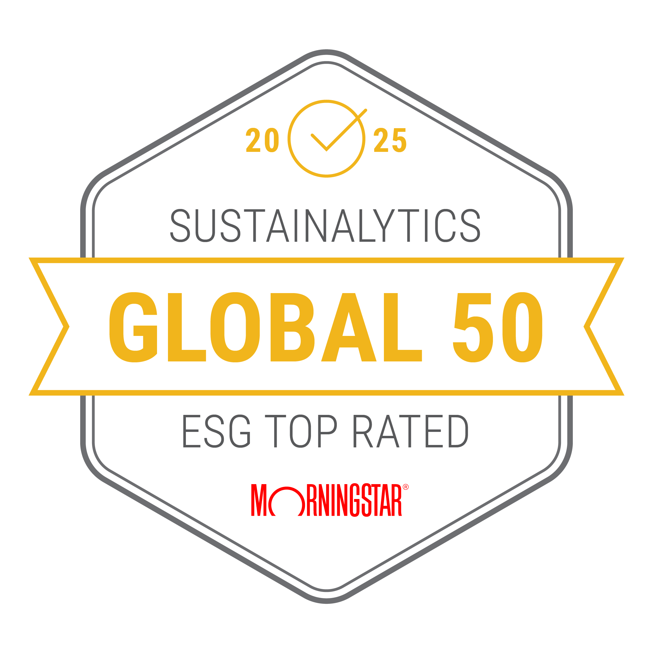 Sustainalytics Global ESG Leader 2025 badge